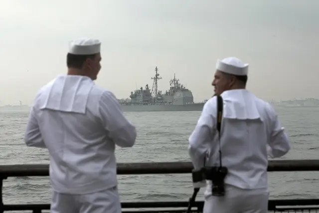 Sailors watching the Parade of Ships in 2012